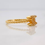 Cross Wave Ring 2g / T7 1/2 Yellow Gold 18K