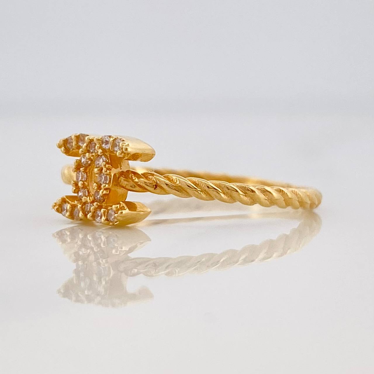 Cross Wave Ring 2g / T7 1/2 Yellow Gold 18K