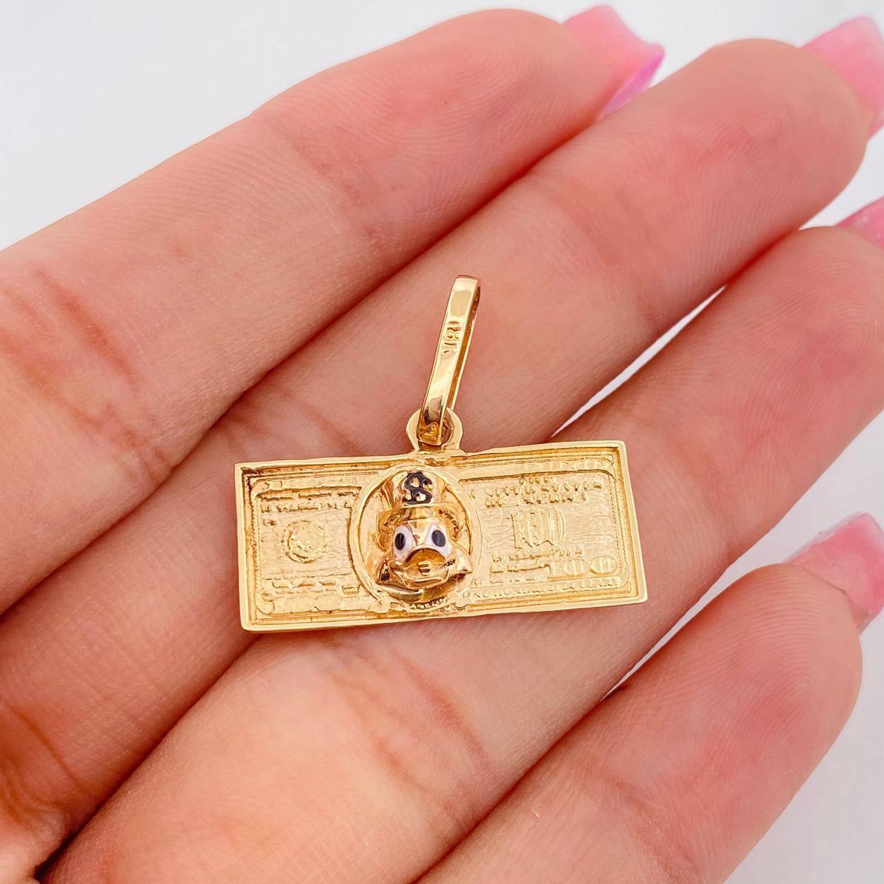 Dije Pato Dolar 2.75g / 3/4 in Oro Amarillo 18K