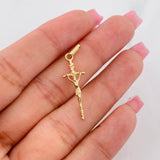 Pendant Cross Christ 1.45g / 1 1/4 in Yellow Gold 18K