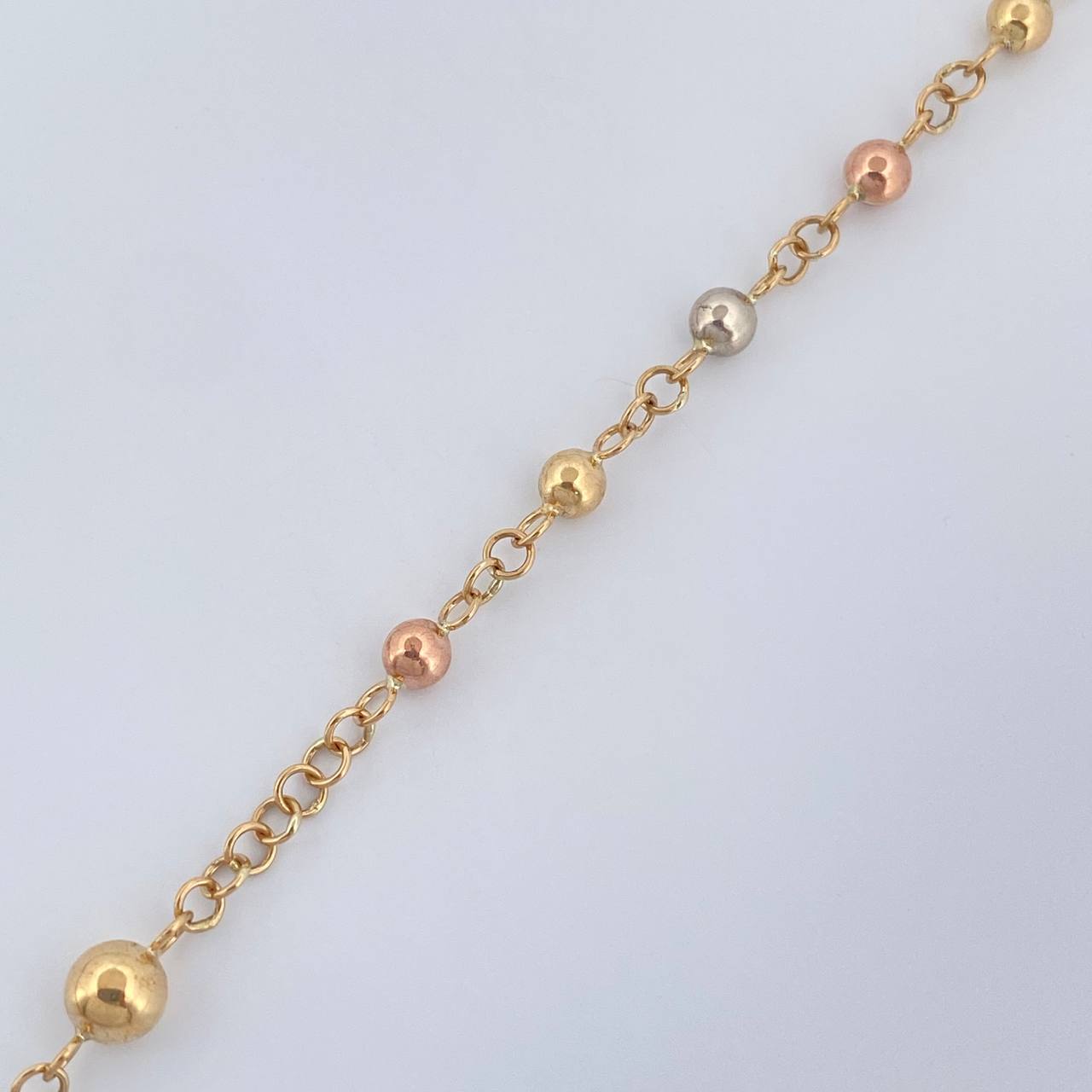 Rosario Virgen Milagrosa Cruz Cristo 5.9gr / 20 1/2 in / 4mm-3mm Tres Oros 18K $