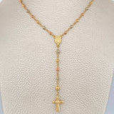 Rosario Virgen Milagrosa Cruz Cristo 5.9gr / 20 1/2 in / 4mm-3mm Tres Oros 18K $