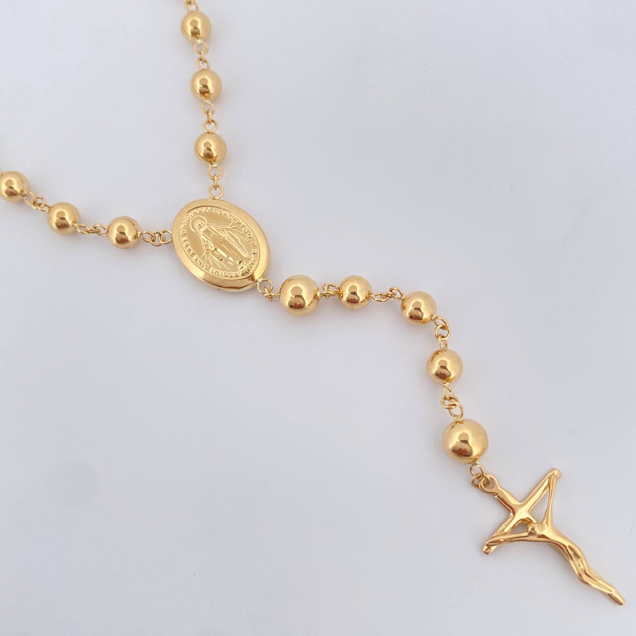Miraculous Virgin Rosary Cross Christ 12.2gr / 15.3in / 18K Gold $