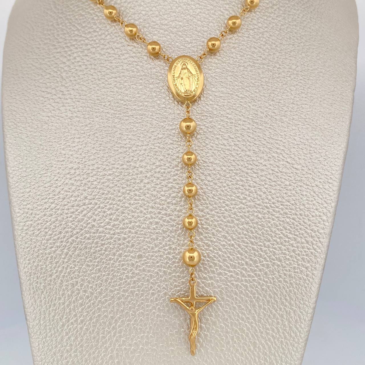Rosario Virgen Milagrosa Cruz Cristo  8.6gr / 14 3/4 in / Oro Amarillo 18K $