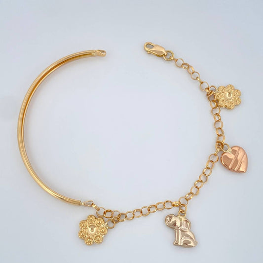 Pulso Charms 6.05gr / 6 3/4 in / 3mm Tres Oros 18K $