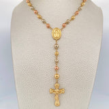 Rosario Virgen Milagrosa Cruz Cristo 12.25gr / 21 1/4 in / 6mm-5mm Tres Oros 18K $