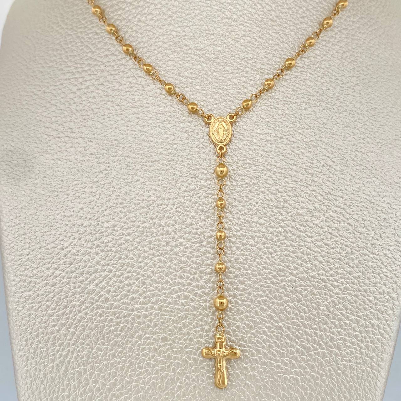 Rosario Virgen Milagrosa Cruz Cristo 6gr / 19 3/4 in / 4mm-3mm Oro Amarillo 18K $