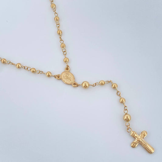 Rosario Virgen Milagrosa Cruz Cristo 6gr / 19 3/4 in / 4mm-3mm Oro Amarillo 18K $