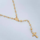 Rosario Virgen Milagrosa Cruz Cristo 6gr / 19 3/4 in / 4mm-3mm Oro Amarillo 18K $