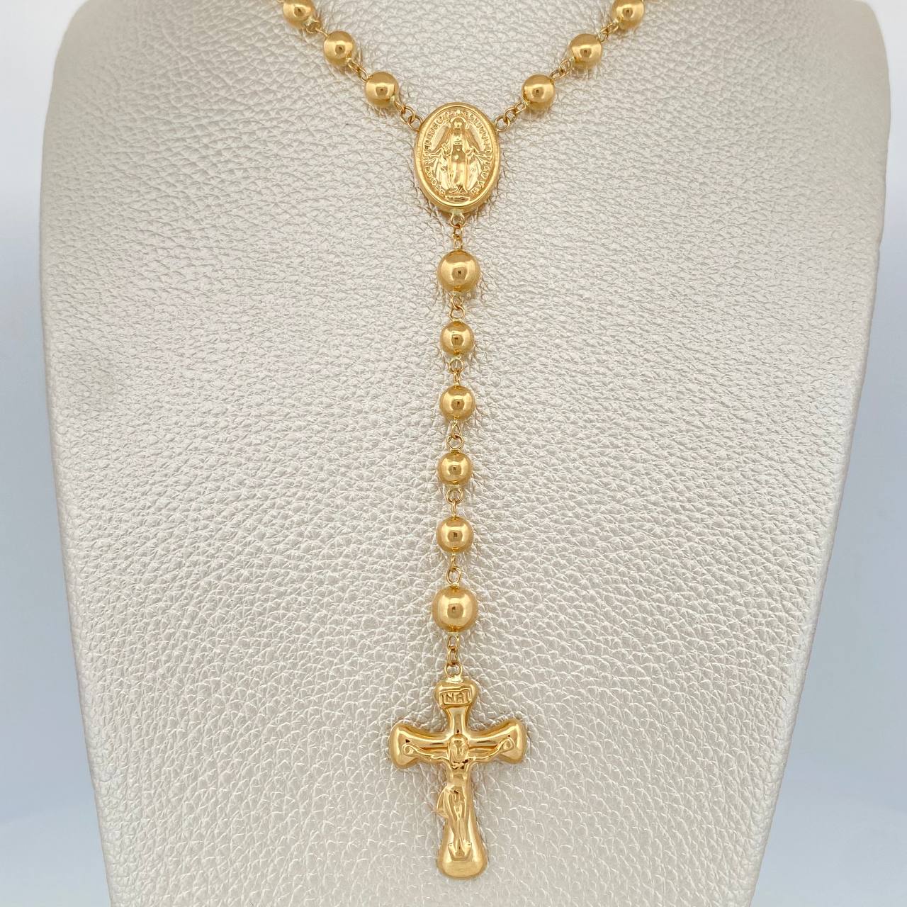 Rosario Virgen Milagrosa Cruz Cristo 12.95gr / 21 1/4 in / 5mm Oro Amarillo 18K $