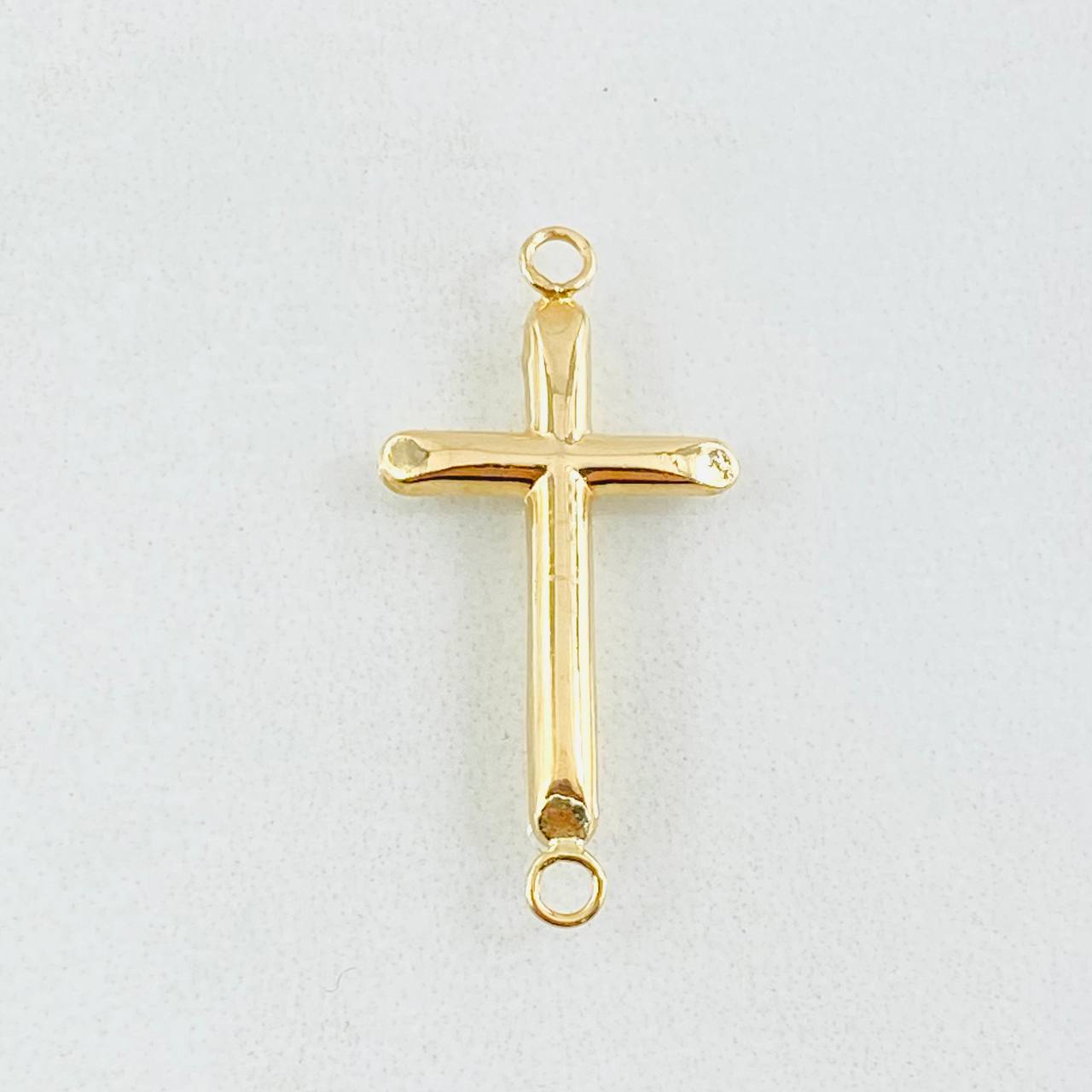 Herraje Cruz Puntas Planas 0.5gr / 1 in / Oro Amarillo 18K *