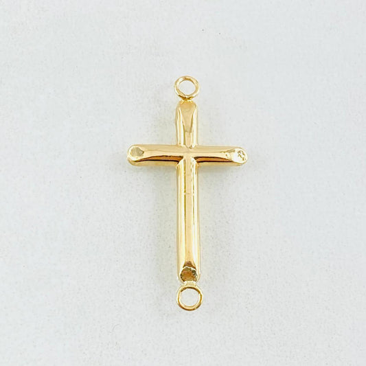 Herraje Cruz Puntas Planas 0.5gr / 1 in / Oro Amarillo 18K *