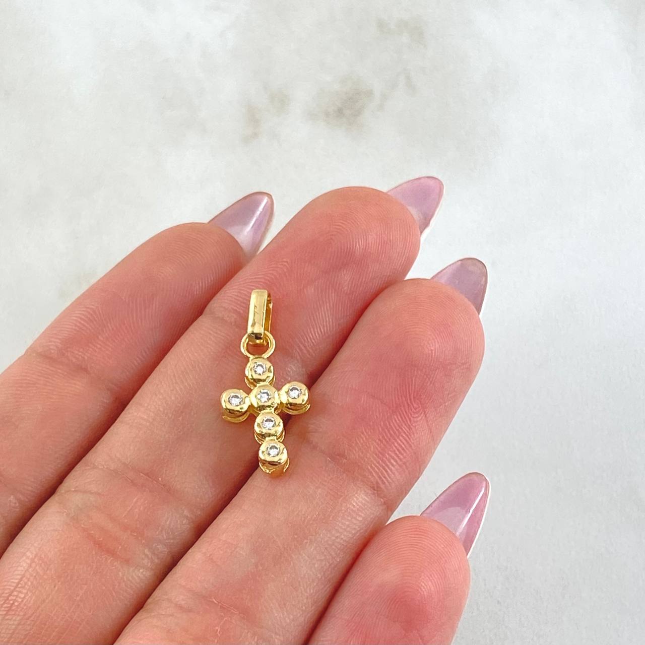 Dije Cruz Tupida 1.2gr / 3/4 in / Oro Amarillo 18K *