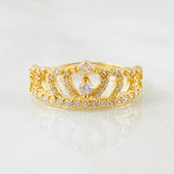 Anillo Corona Corazon Tupido 2.7gr / T8 / Oro Amarillo 18K