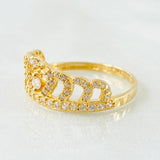 Anillo Corona Corazon Tupido 2.7gr / T8 / Oro Amarillo 18K
