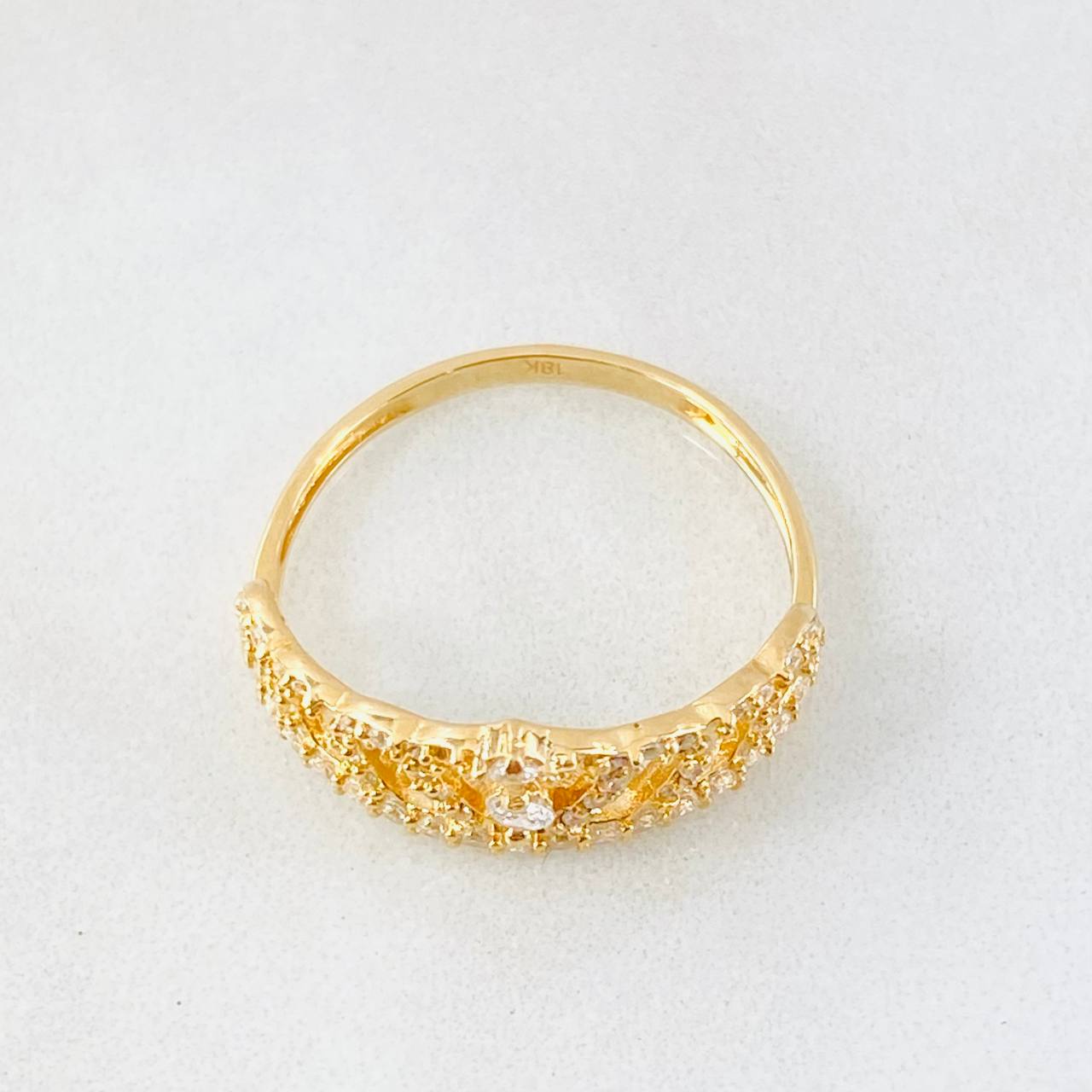 Anillo Corona Corazon Tupido 2.7gr / T8 / Oro Amarillo 18K