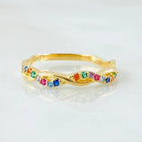 Anillo Carril Entrelazado  1.8gr / T7 / Oro Amarillo 18K