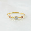 Anillo Solitario Dos Ojos 0.9gr / T7 / Oro Amarillo 18K *