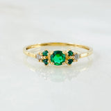 Anillo Solitario Trio Chispa 1gr / T7 3/4 / Oro Amarillo 18K *
