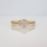 Anillo Solitario Puente 2.65g / T6 1/2 Dos Oros Amarillo Blanco 18K