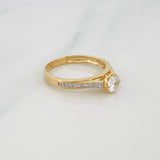 Anillo Solitario Puente 2.5g / T6 1/2 Dos Oros Amarillo Blanco 18K