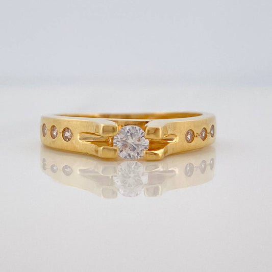 Solitaire Bridge Ring 3.45g / T6 1/4 Yellow Gold 18K