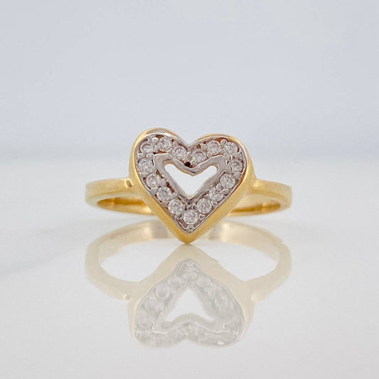 Heart Ring 2.6g / Size 5 3/4 Two-Tone Yellow White Gold 18K
