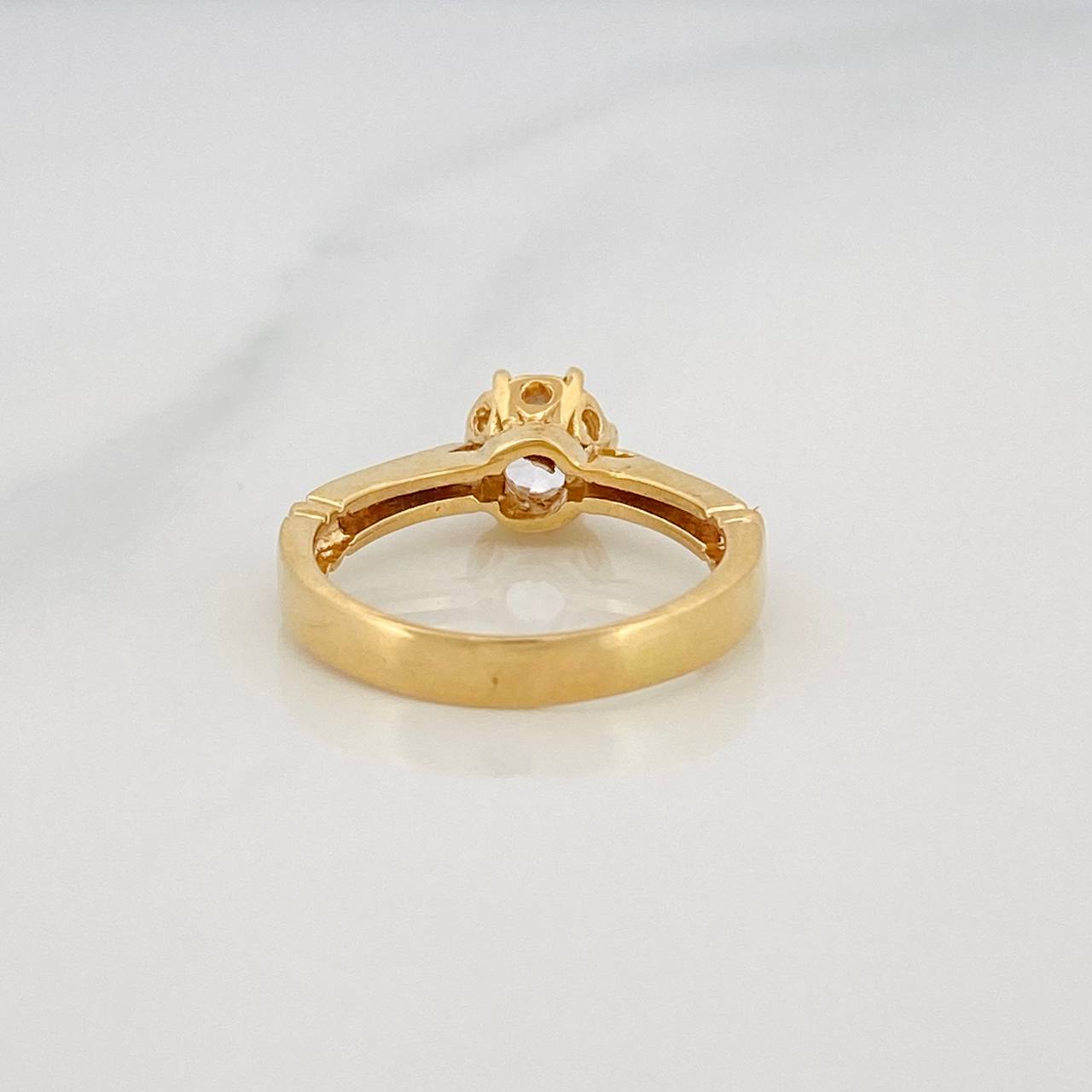 Anillo Solitario Puente 3.5g / T6 Dos Oros Amarillo Blanco 18K