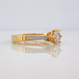 Anillo Solitario Puente 3.5g / T6 Dos Oros Amarillo Blanco 18K