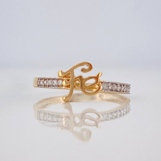 Faith Ring 1.6g / Size 6 1/4 Two-Tone Yellow White Gold 18K