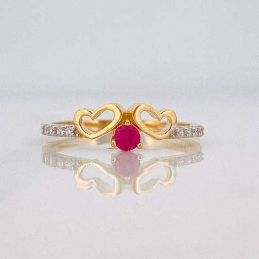 Hearts Ring 1.85g / Size 7 1/4 Two-Tone Yellow White Gold 18K