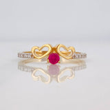 Anillo Corazones 1.85g / T7 1/4 Dos Oros Amarillo Blanco 18K