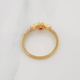 Anillo Corazones 1.85g / T7 1/4 Dos Oros Amarillo Blanco 18K