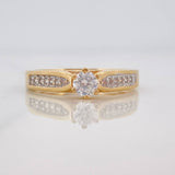 Solitaire Bridge Ring 3.35g / T6 1/4 Two Yellow White Gold 18K