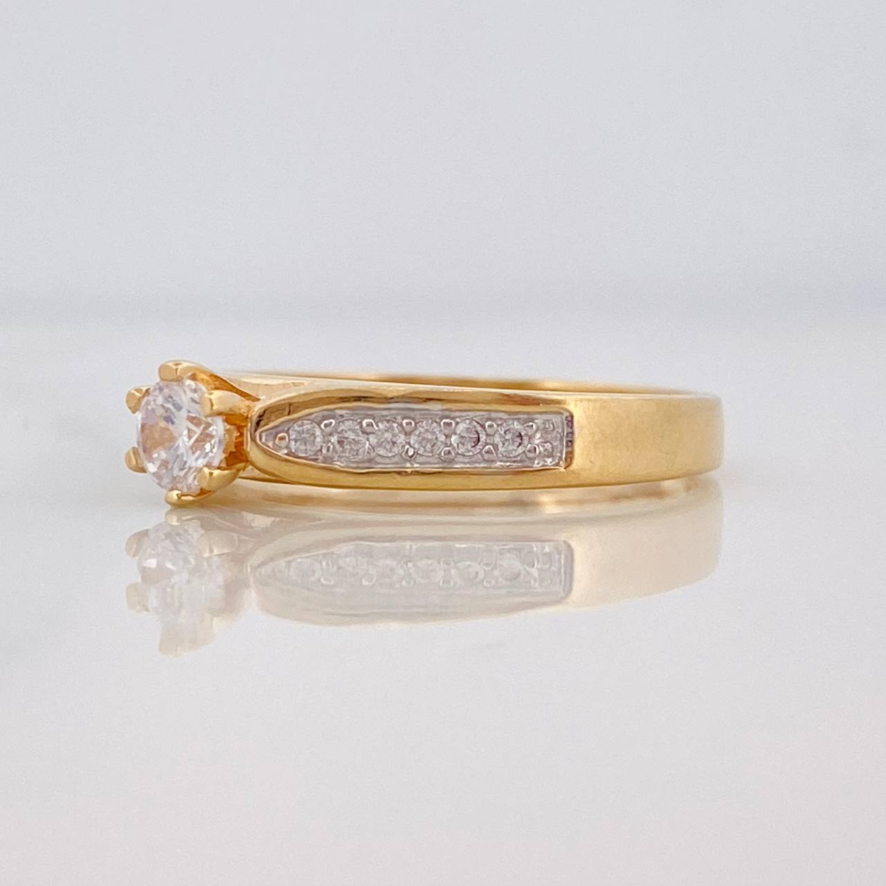 Solitaire Bridge Ring 3.35g / T6 1/4 Two Yellow White Gold 18K