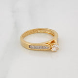 Solitaire Bridge Ring 3.35g / T6 1/4 Two Yellow White Gold 18K