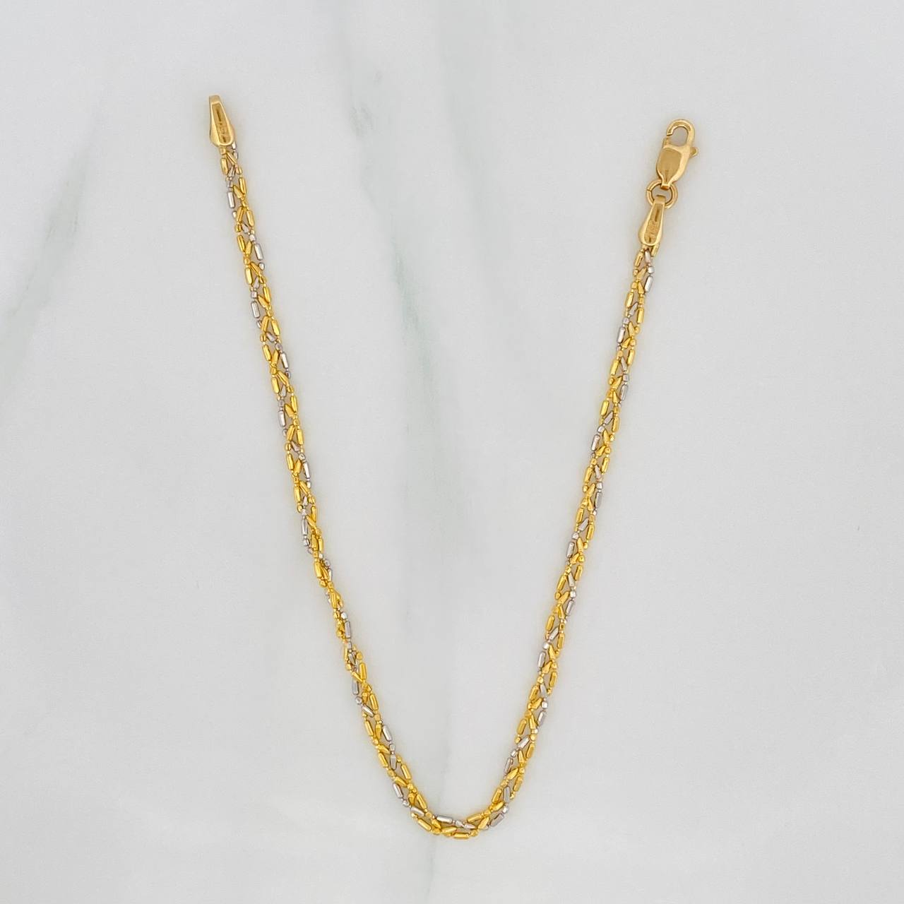 Bracelet Morse 2.45g / 7 in / 2.24mm Two-Tone Yellow White 18K Gold