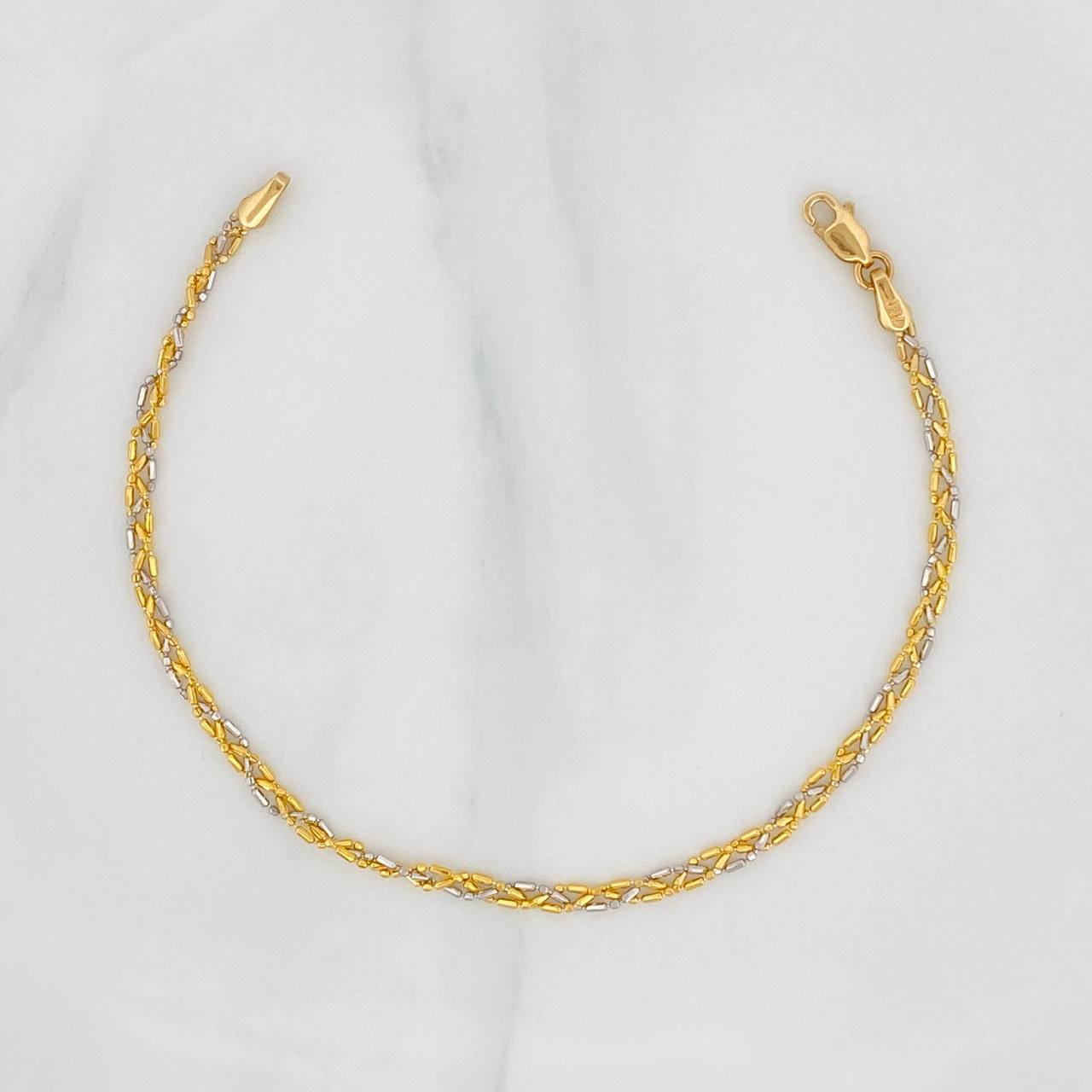 Bracelet Morse 2.45g / 7 in / 2.24mm Two-Tone Yellow White 18K Gold