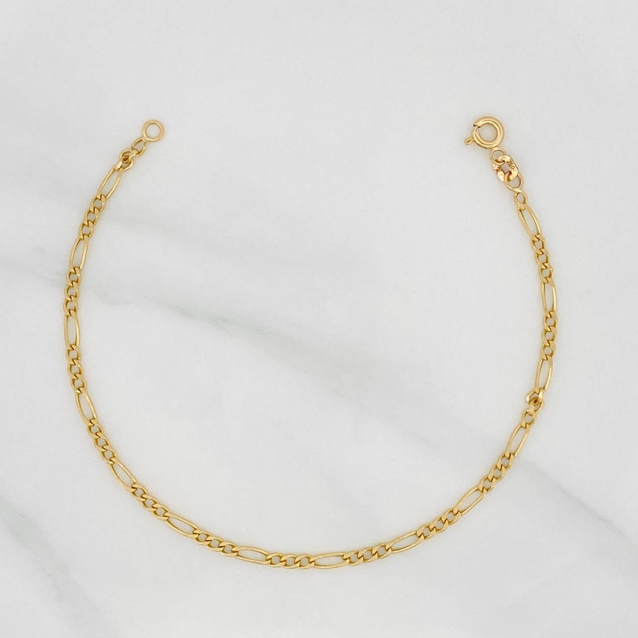 Figaro Bracelet 1.15g / 7 in / 2.24mm Yellow Gold 18K