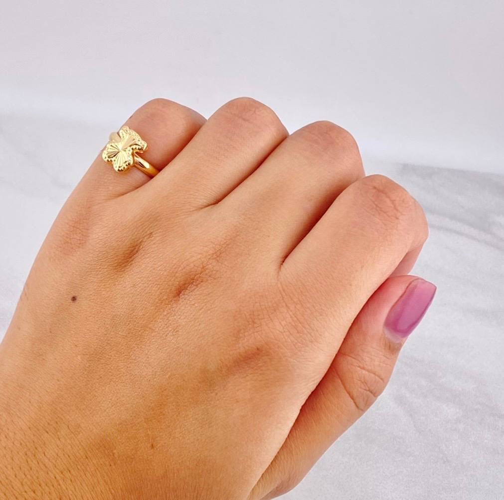 Anillo Oso Diamantado 1.1g / T5 Oro Amarillo 18K