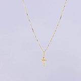 Set Cadena Veneciana + Dije Cruz Puntas Planas / 1.3g / 18 in Oro Amarillo 18K