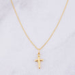 Set Cadena Veneciana + Dije Cruz Puntas Planas / 1.3g / 18 in Oro Amarillo 18K