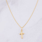 Set Cadena Veneciana + Dije Cruz Puntas Planas / 1.3g / 18 in Oro Amarillo 18K