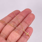 Set Cadena Veneciana + Dije Cruz Puntas Planas / 1.3g / 18 in Oro Amarillo 18K