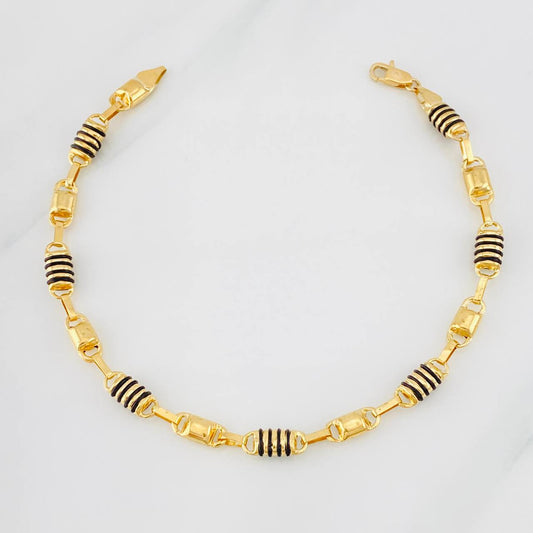 Tobillera Rustica Barril 9.05g / 10 1/4 in / 6mm Oro Amarillo 18K