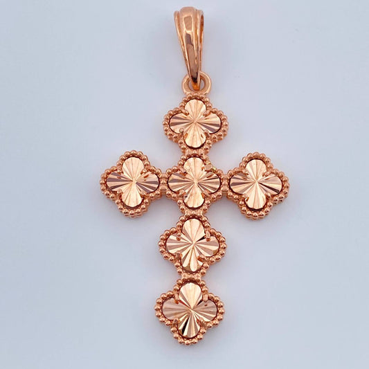 Dije Cruz Trebol 4.3gr / 1 3/4 in / Oro Rosa 18K  Nac.Esp. $