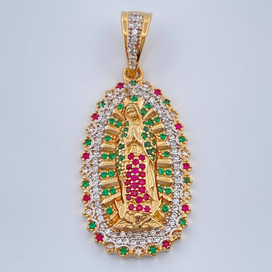 Dije Virgen De Guadalupe 7.5gr / 1 1/2 in / Dos Oros Amarillo Blanco 18K $