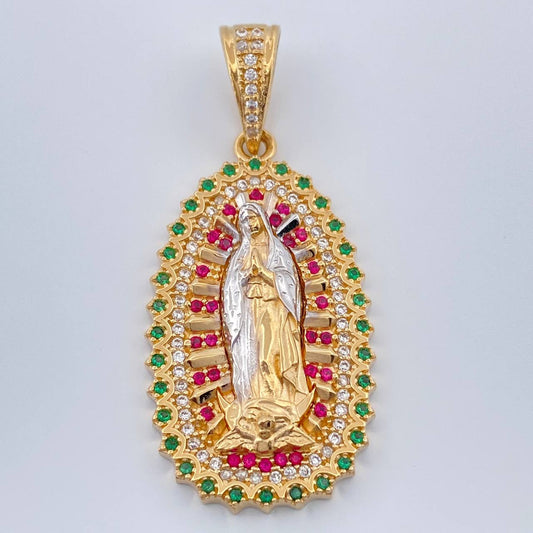 Dije Virgen De Guadalupe 7.25gr / 1 1/2 in / Dos Oros Amarillo Blanco 18K $