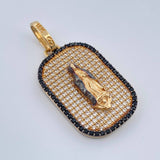Dije Placa Virgen De Guadalupe 5.65gr / 1 1/2 in / Dos Oros Amarillo Negro 18K $