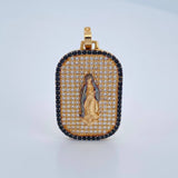 Dije Placa Virgen De Guadalupe 5.65gr / 1 1/2 in / Dos Oros Amarillo Negro 18K $